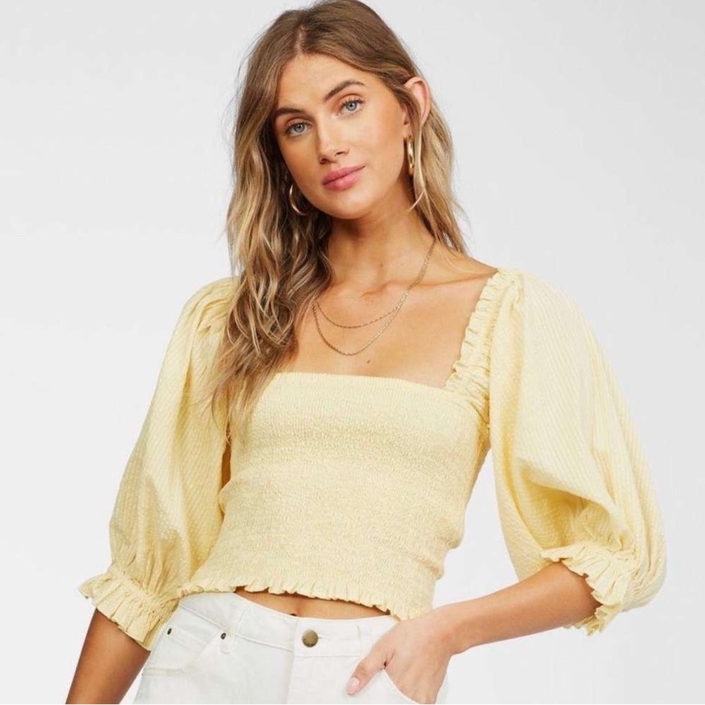 Billabong Puff Sleeve Smocked Top